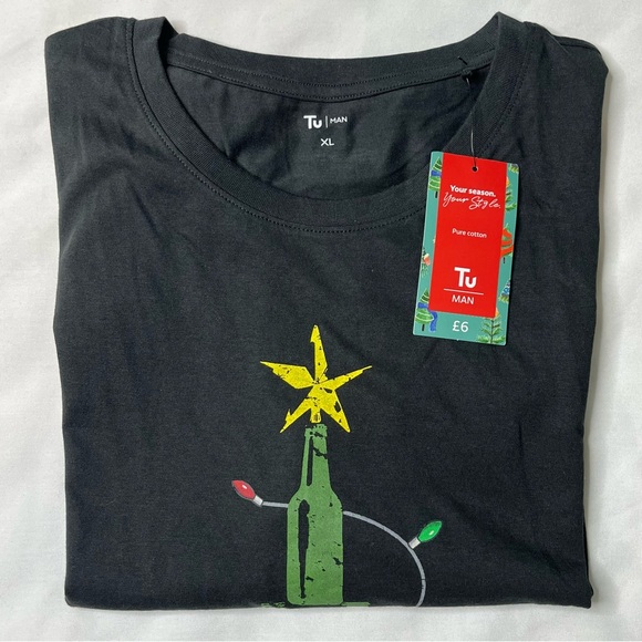 Christmas Beer Brings Festive Cheer Men’s Black T-Shirt, Size XL, New - Picture 2 of 10